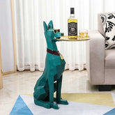 Modern Cute Resin Dog Side Table with Metal Storage Tray | Yedwo Home
